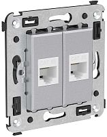 Розетка компьютерная без рамки DKC Avanti 2-м. RJ45+RJ45 5е закаленная сталь картинка